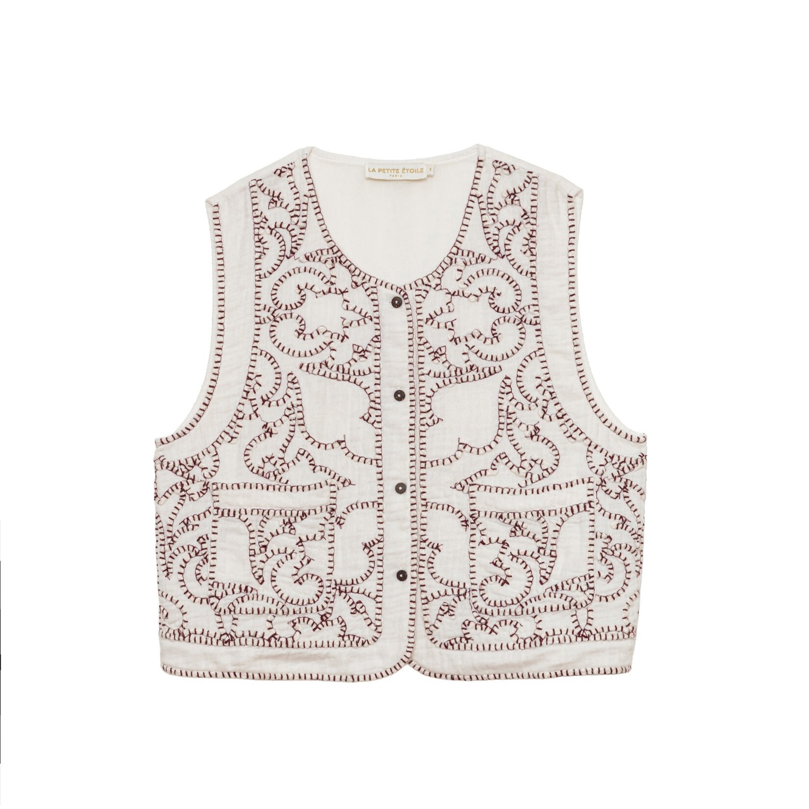 1LP0327-216 [LA PETITE ETOILE] Verati Vest White/Bordeaux #VERATI-V212613C0A/11-ECRU/BORDEAUX (EU)