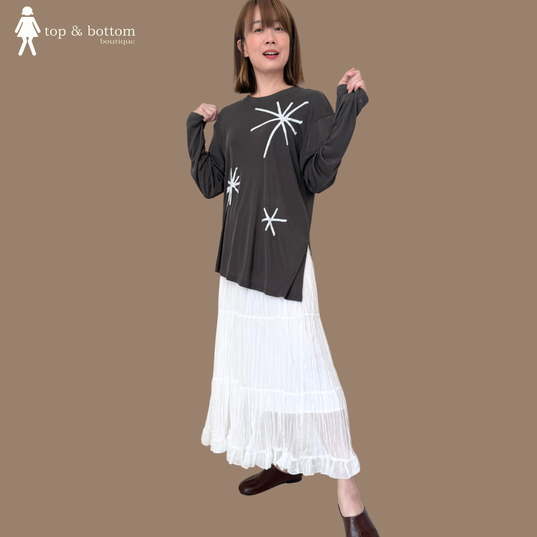 SOFT FABRIC LONG SLEEVE STAR PRINT BLOUSE