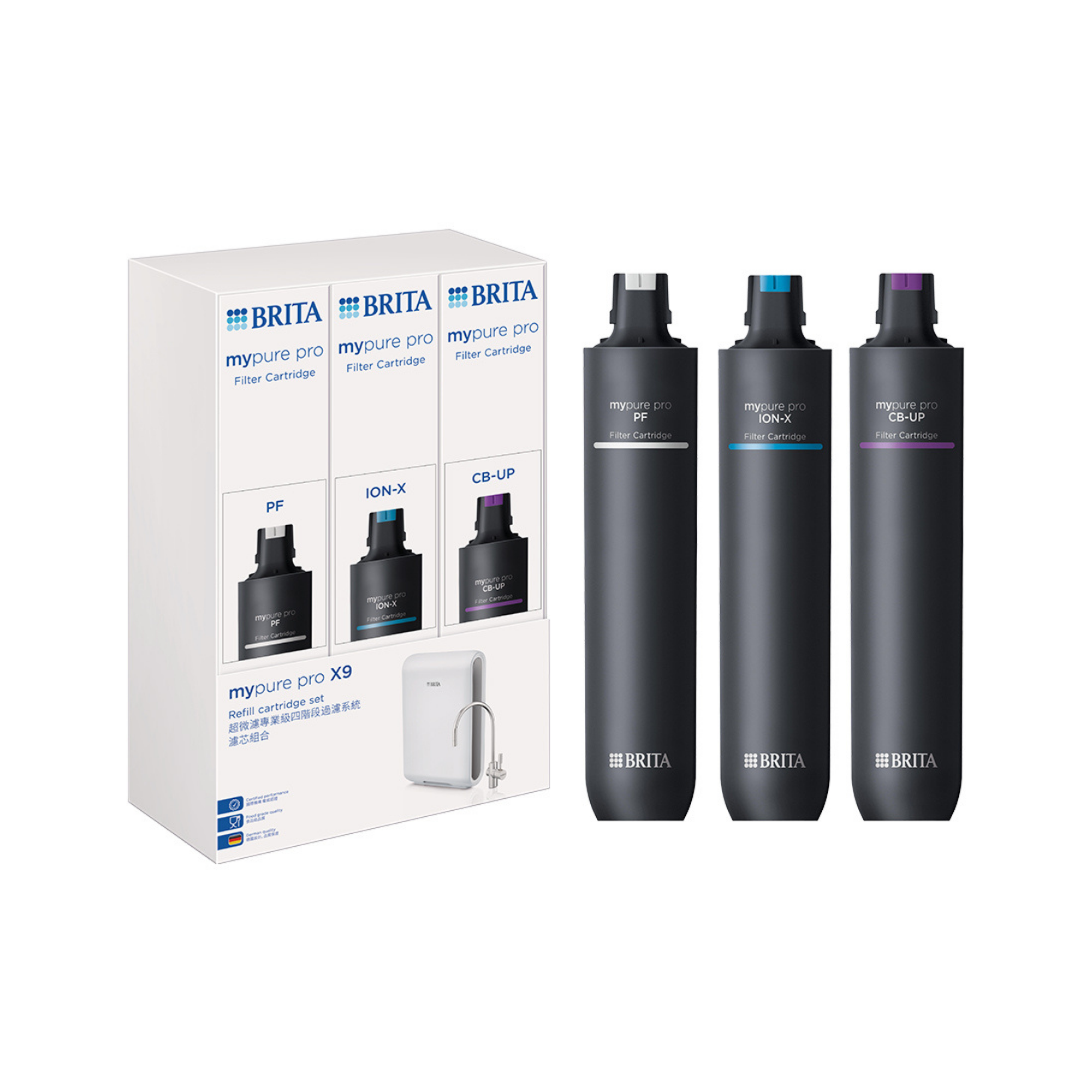 【BRITA】mypure pro X9 三道濾芯組 PF｜ION-X｜CB-UP
