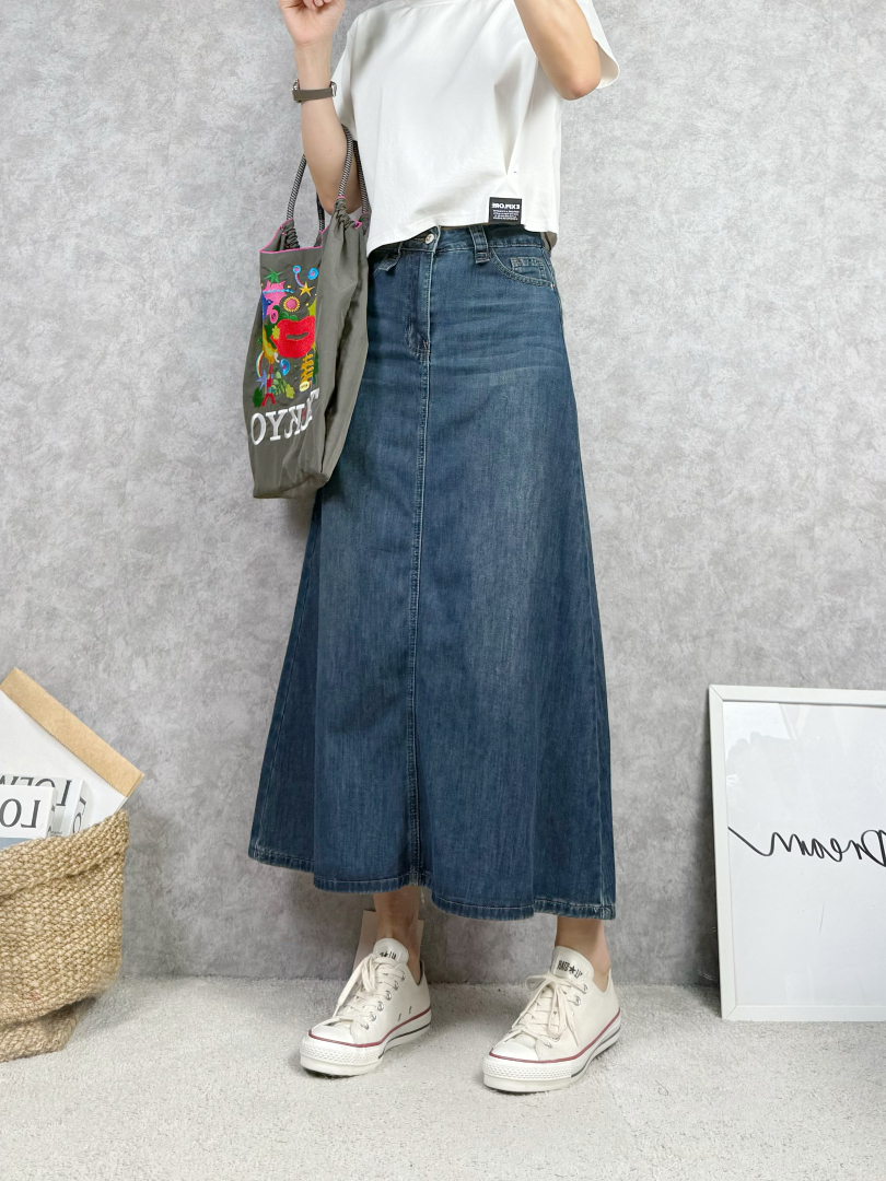 高腰顯瘦A字牛仔裙★穿出有質感的日常感