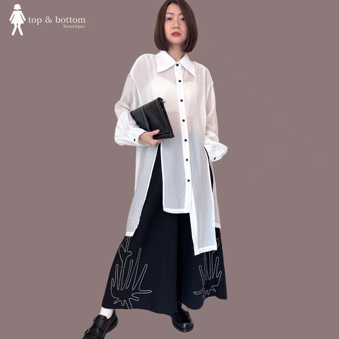 LONG SLEEVE ORGANZA LONG SHIRT