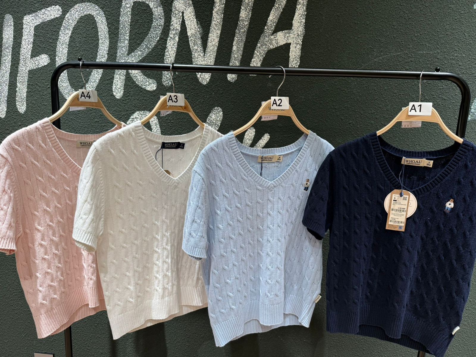 XI001 WHO A U 淨色短袖麻花上衣