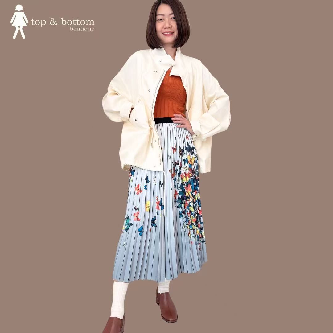 ELASTIC WAISTED PRINT PLEATED SKIRT