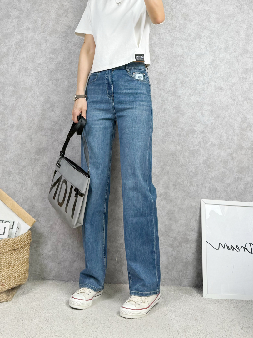 修飾腿型不顯壯★剛剛好修飾寬版牛仔寬褲