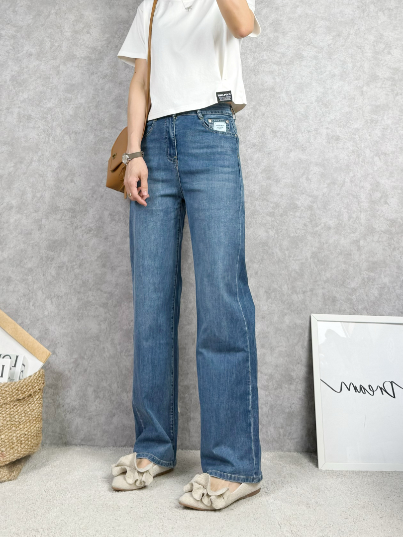修飾腿型不顯壯★剛剛好修飾寬版牛仔寬褲