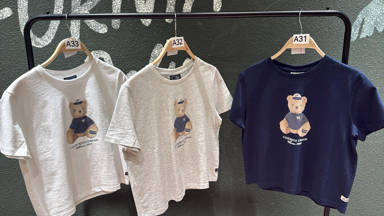 XI031 WHO A U  淨色小熊短袖TEE