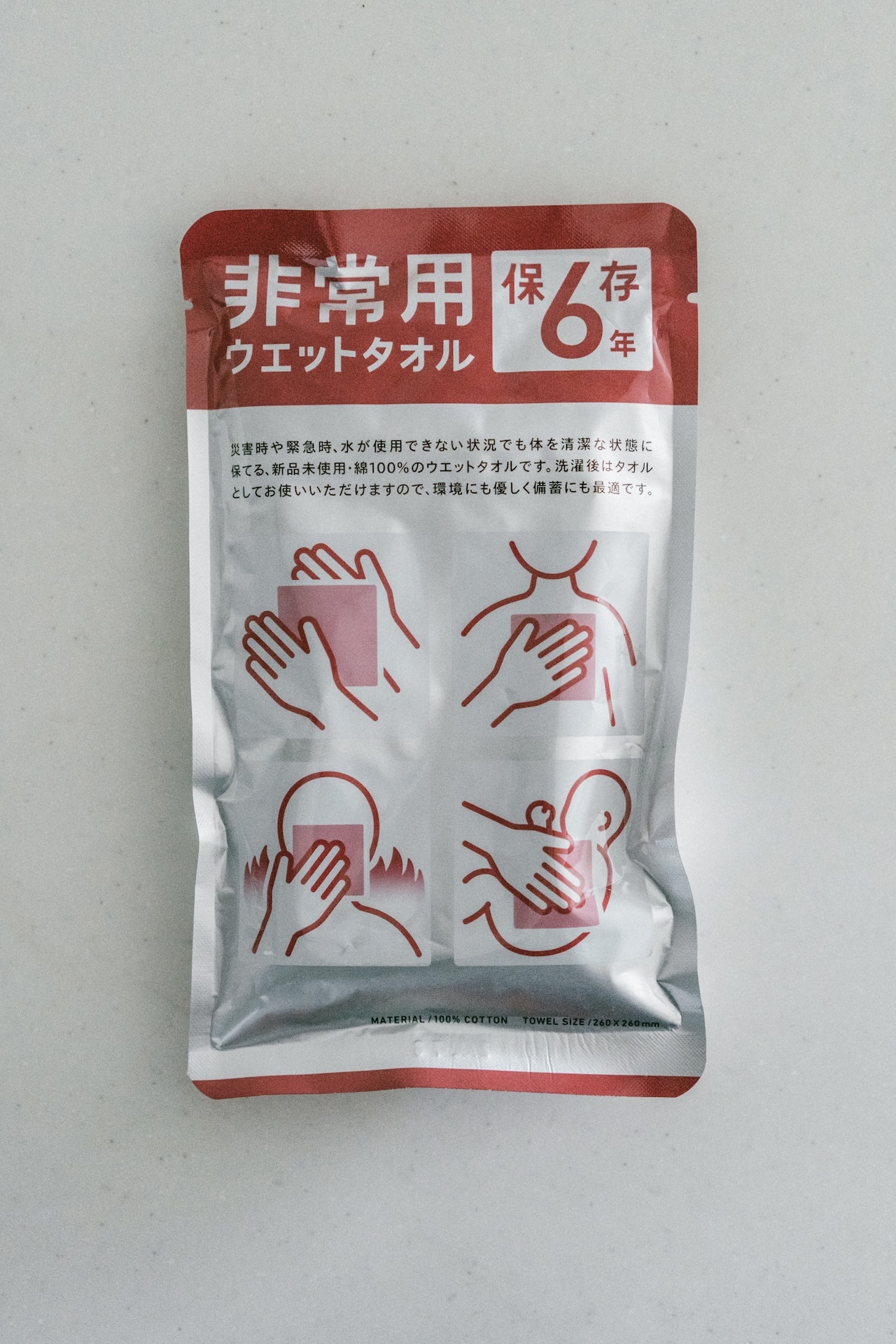 日本製防災戰備6年保存99.99％ 抑菌萬用濕毛巾
