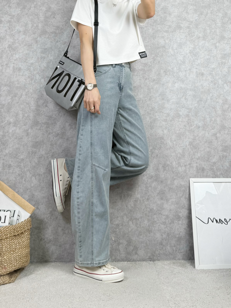 清爽百搭夏日洗水彎刀牛仔褲