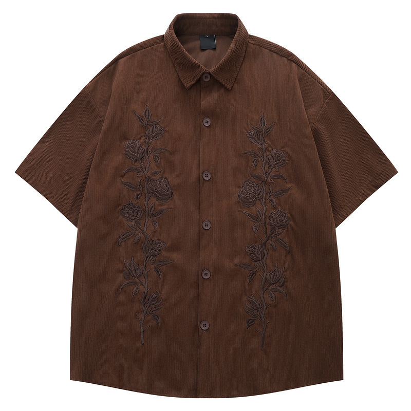 Rose玫瑰花文藝短袖襯衫