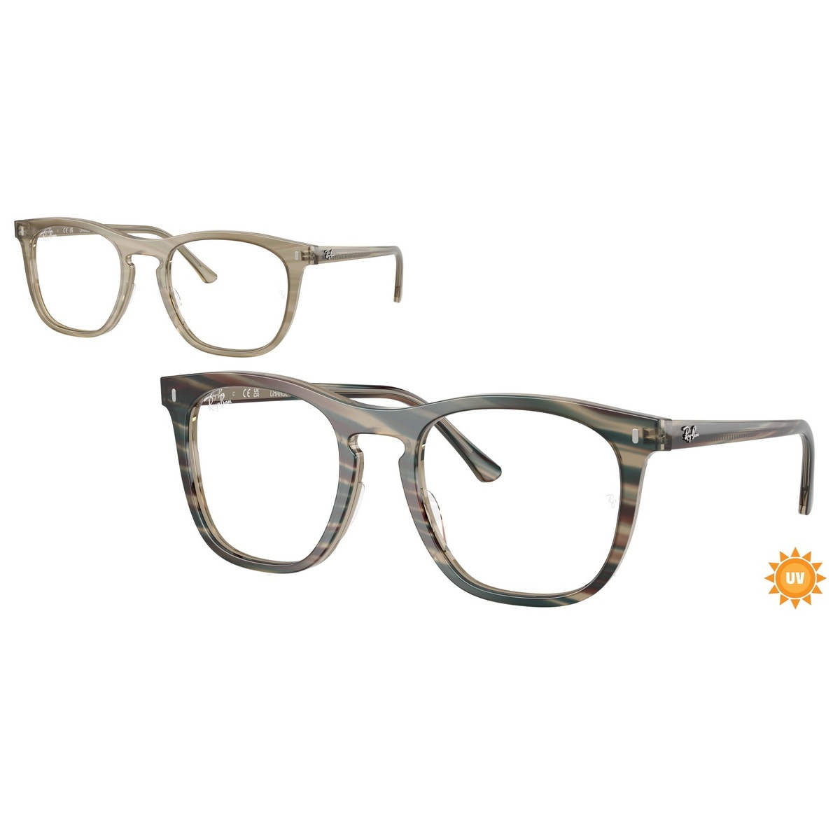 【RayBan】RB2210VF 8381-53mm 變色灰色條紋光學眼鏡