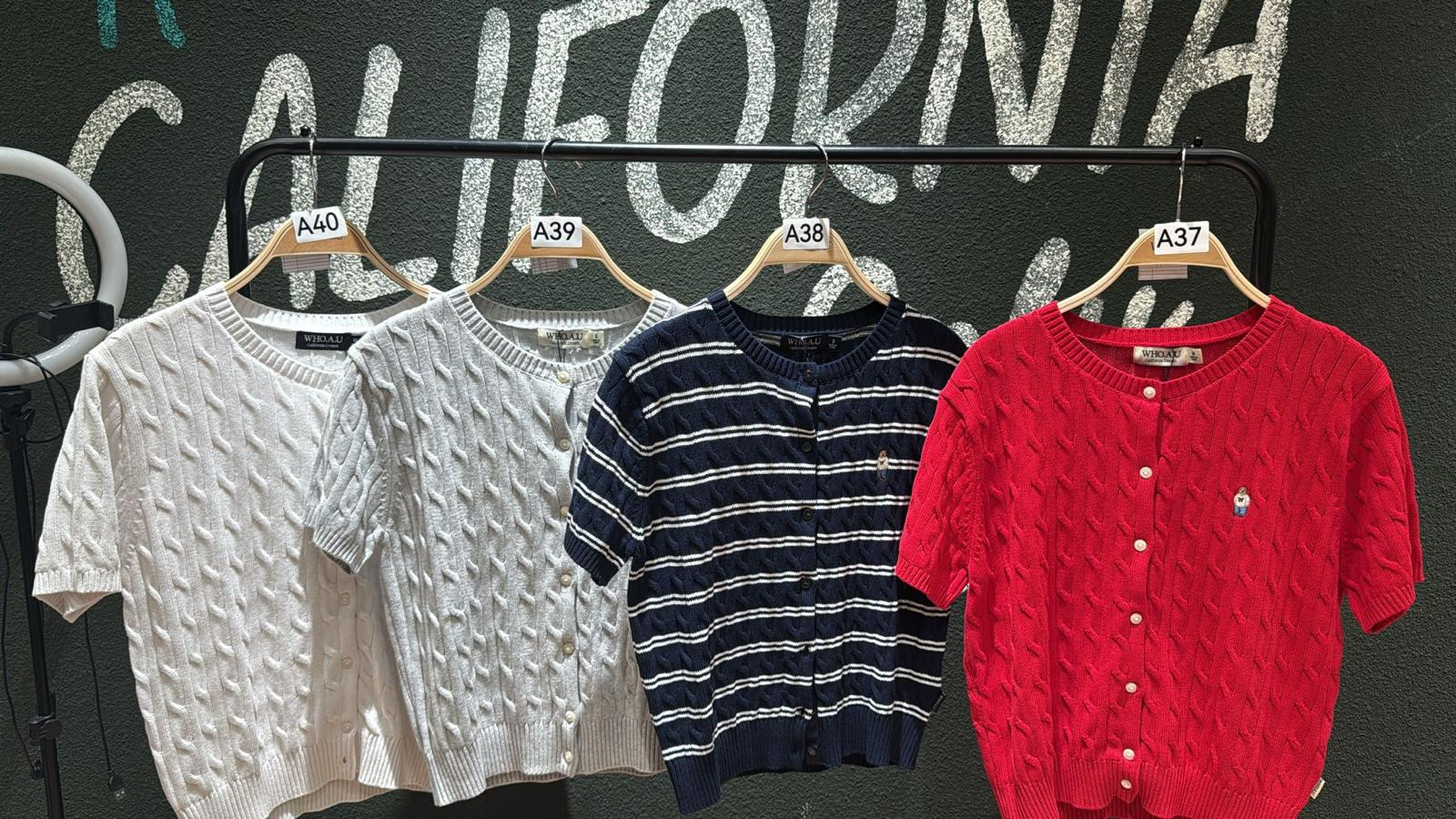 XI037 WHO A U 淨色開胸中袖外套