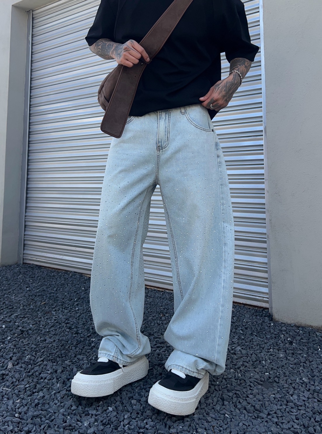 (GOAL) 水洗燙鑽直筒牛仔褲 S2533