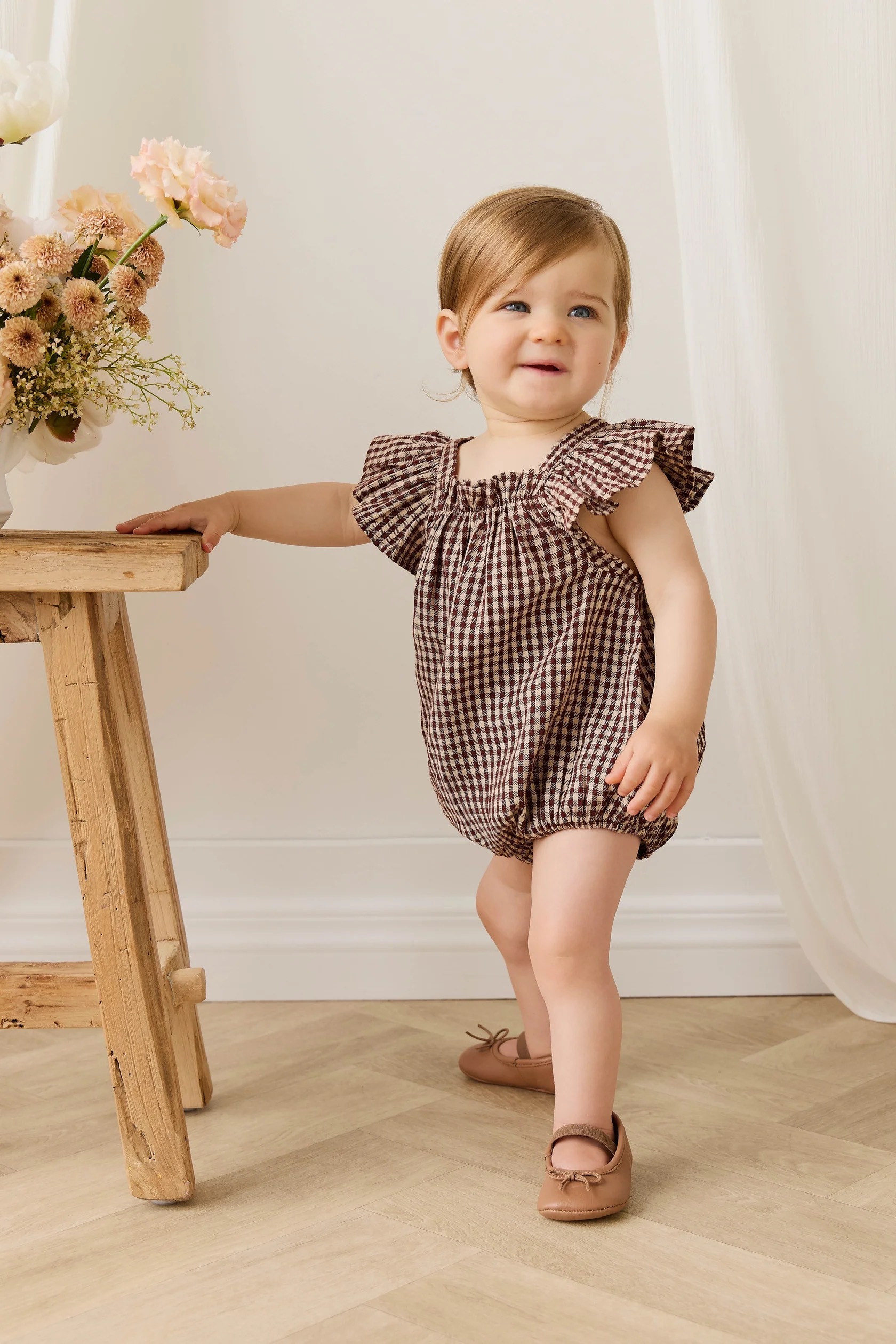 【預購】JAMIE KAY -Organic Cotton Harriet Playsuit（Cinnamon Gingham）