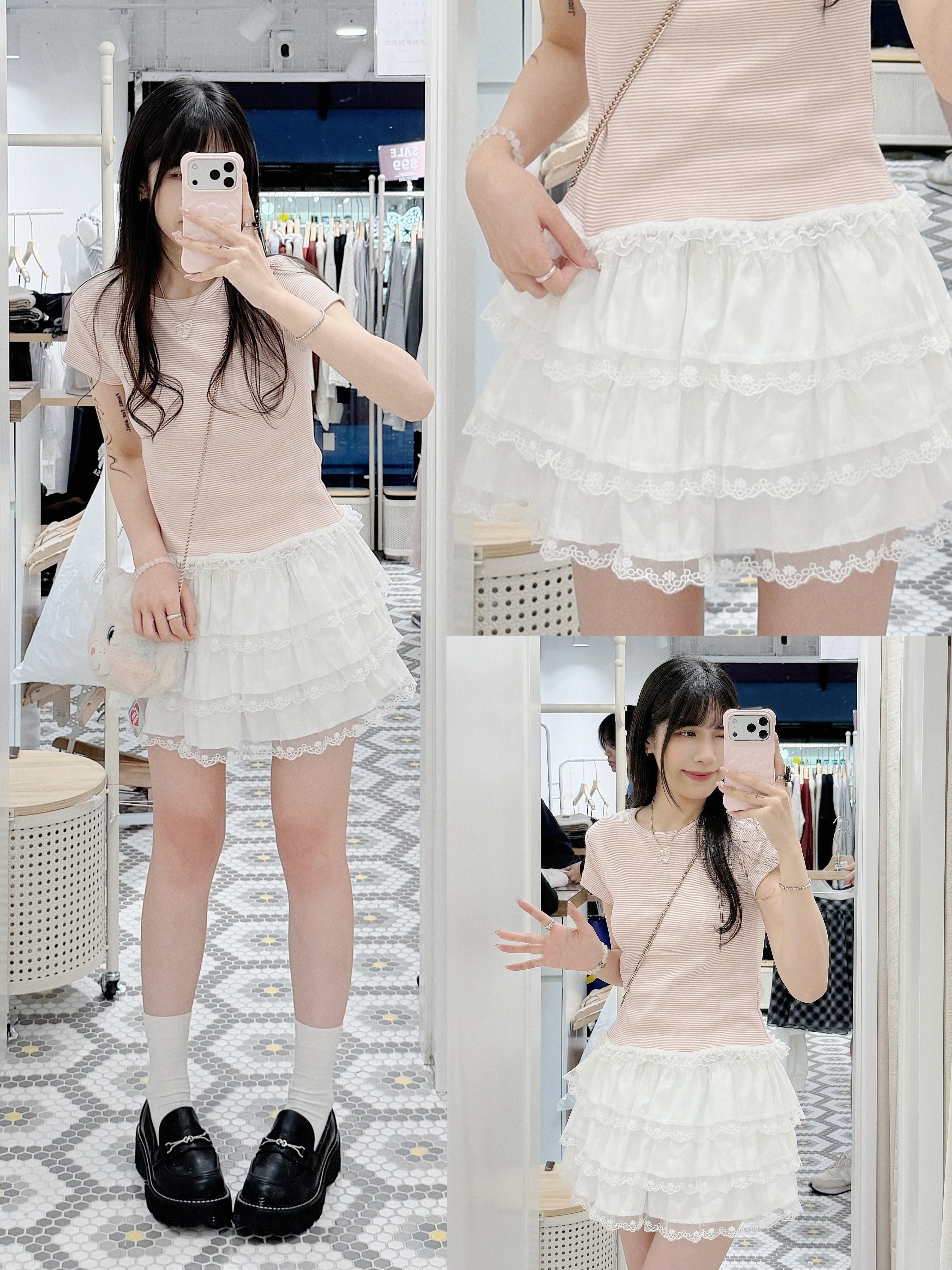 D0537｜可愛泡泡感花邊層層蛋糕短裙°‧🫧⋆. *:･