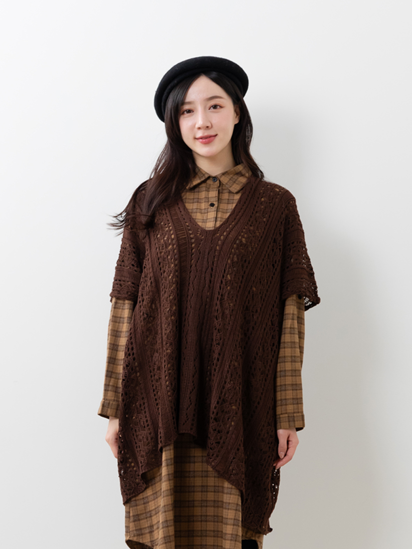 經典法蘭絨格紋半開襟洋裝