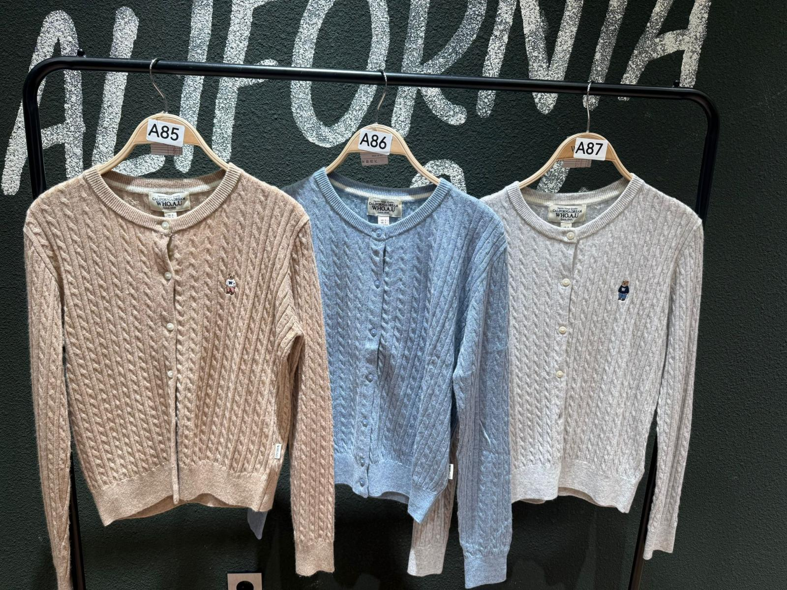 XI085 WHO A U 淨色麻花長袖開胸外套