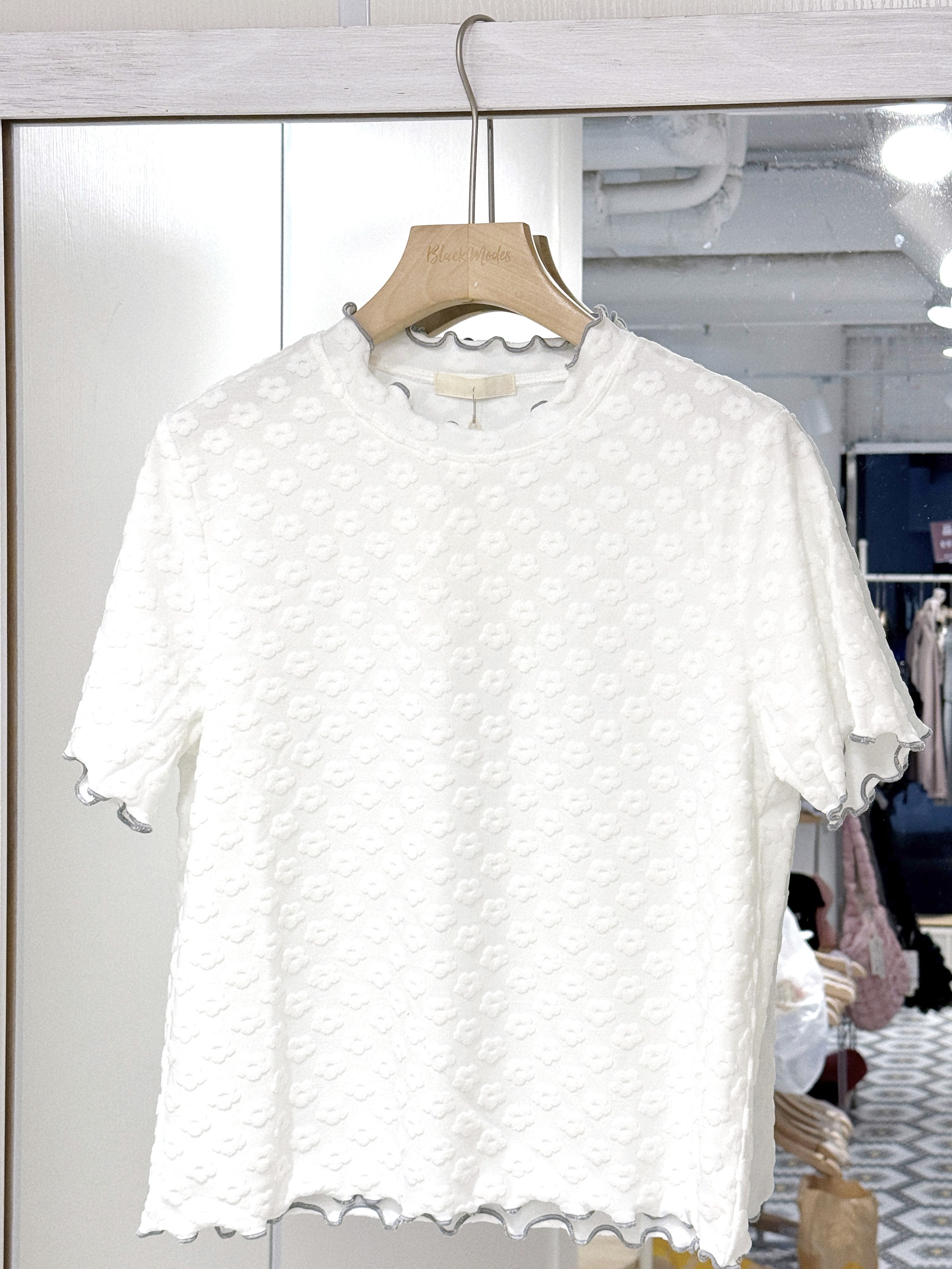 EA1251｜必入內搭❀˖ ° 滿滿粒感花花木耳邊短袖上衣