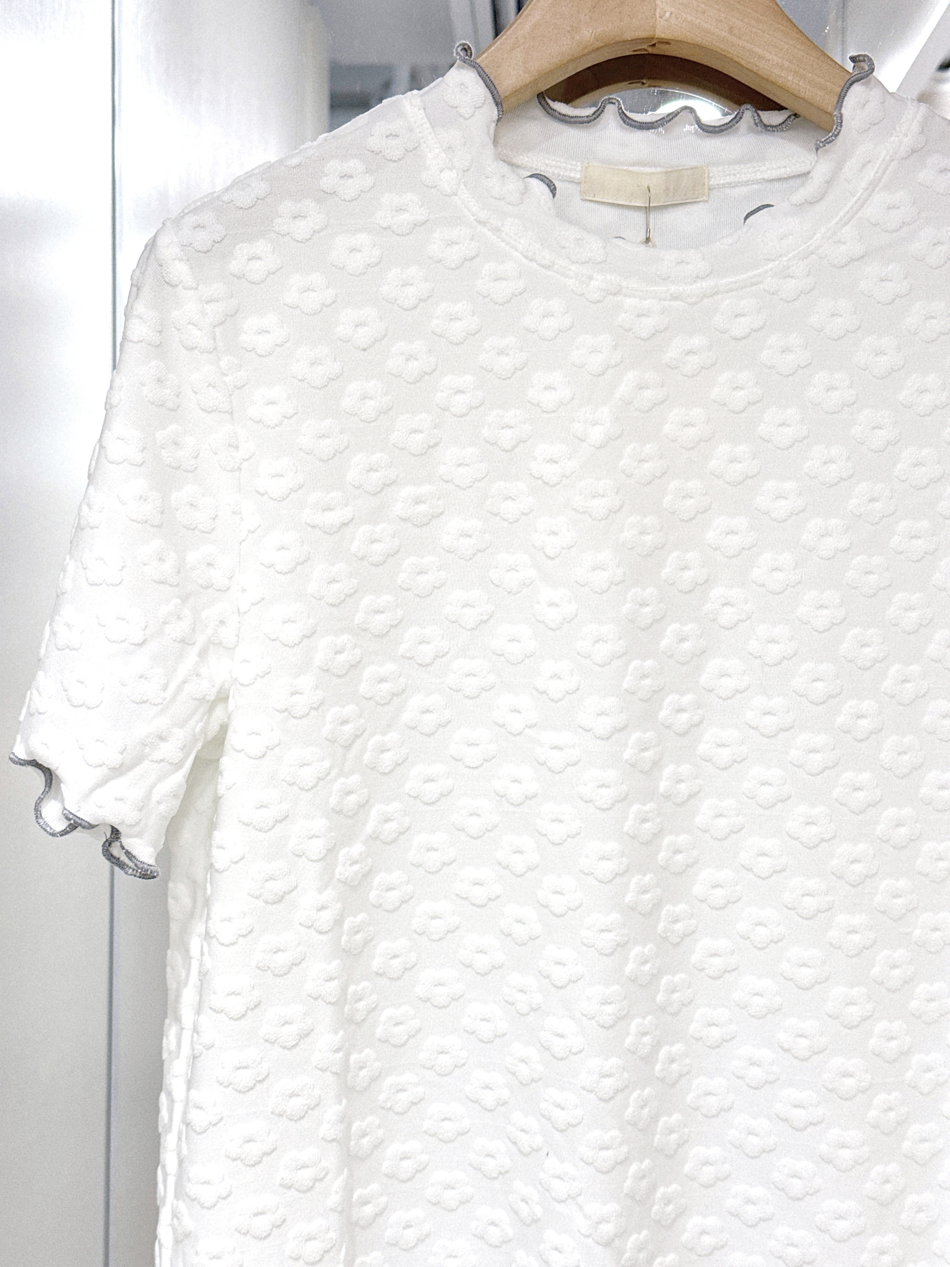 EA1251｜必入內搭❀˖ ° 滿滿粒感花花木耳邊短袖上衣