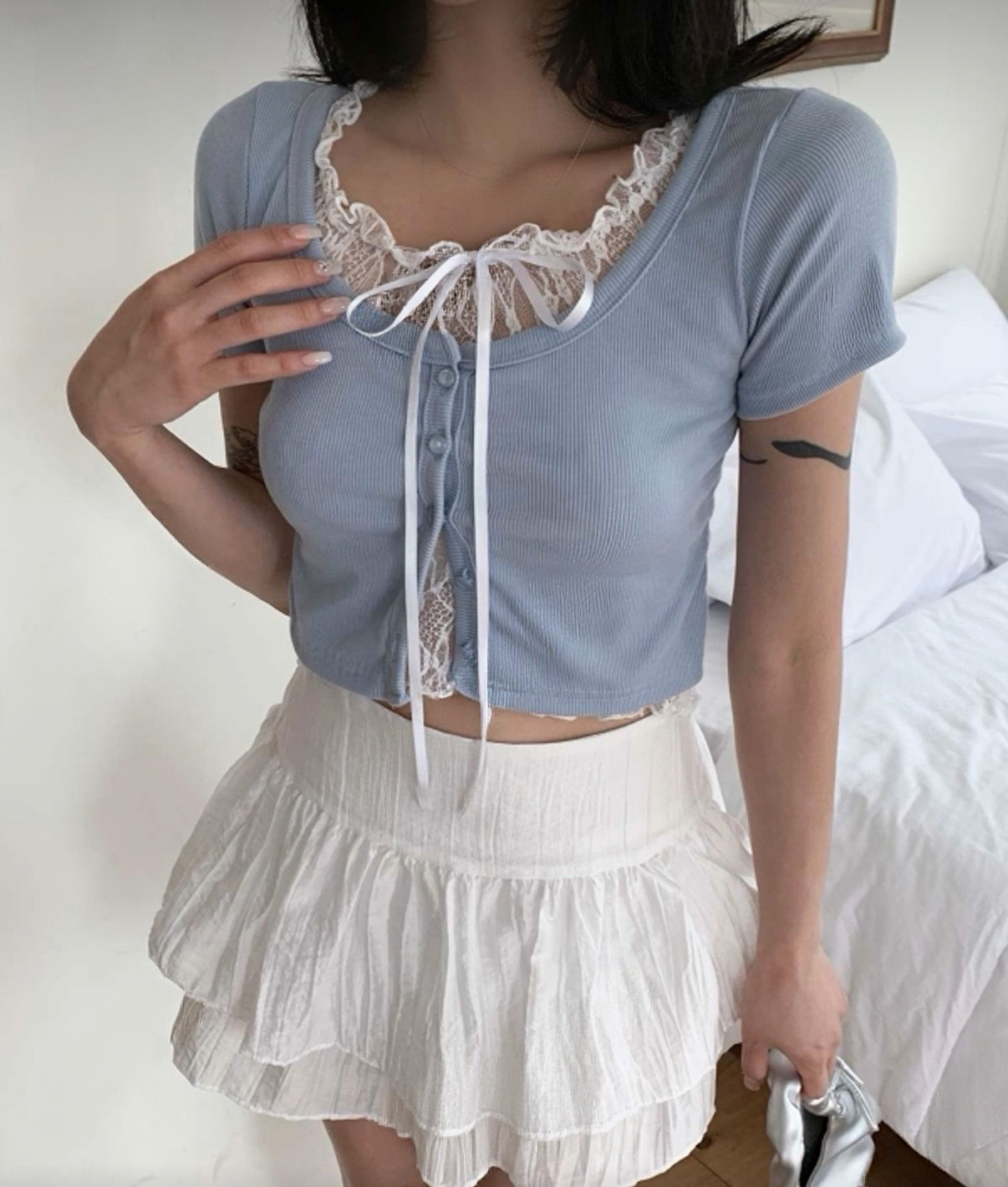芭蕾舞風Lace假兩件短袖🩰