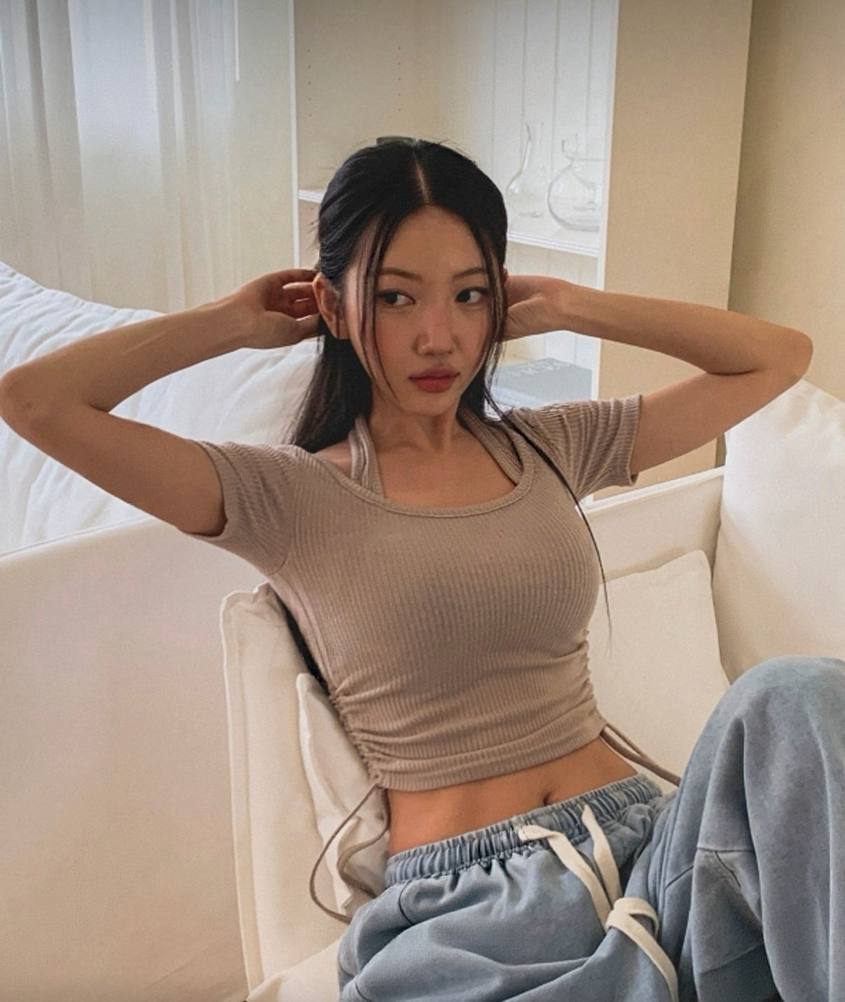 掛頸兩側綁帶短袖