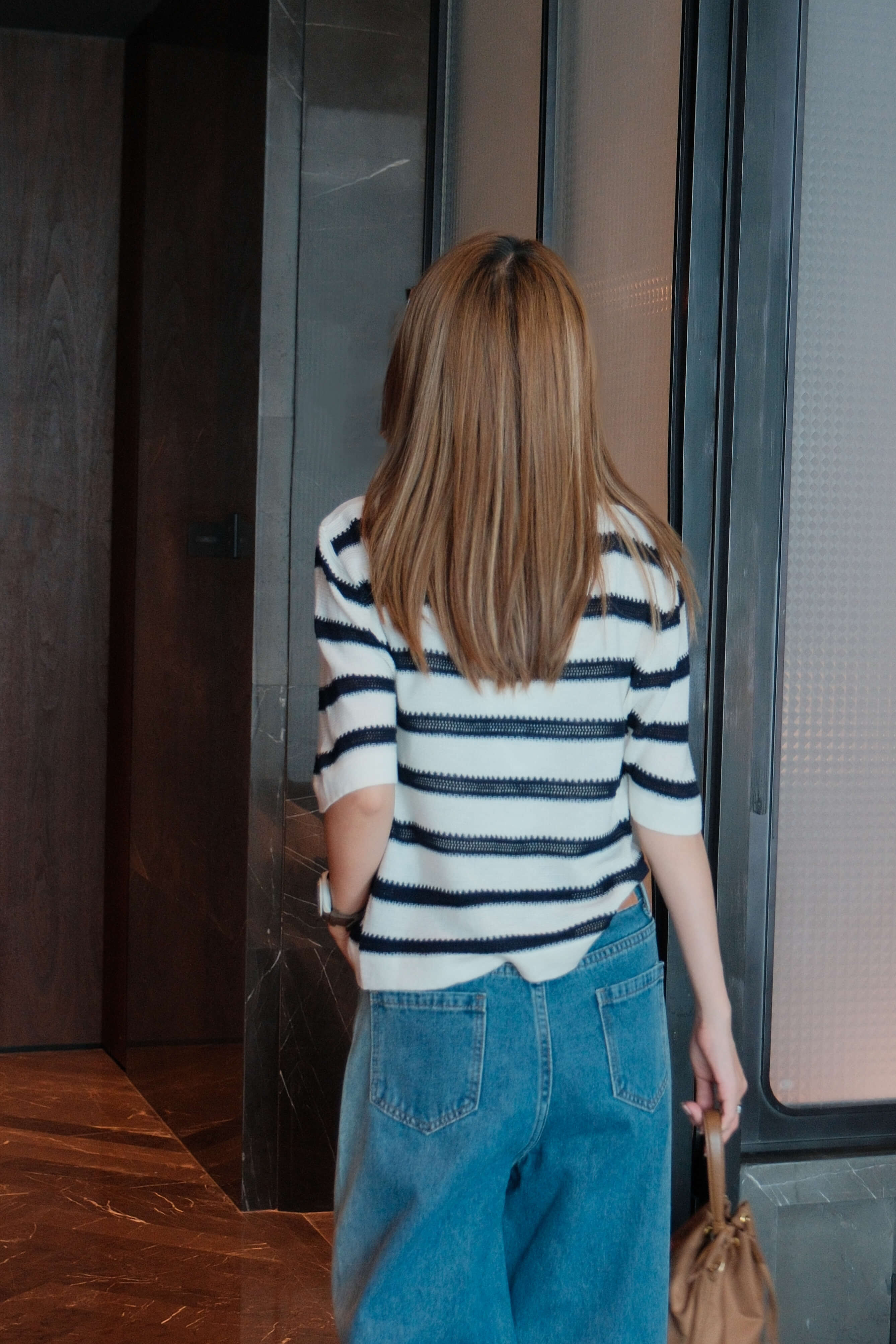 Square Neck Colorblock Striped Knit Top_KN259L10