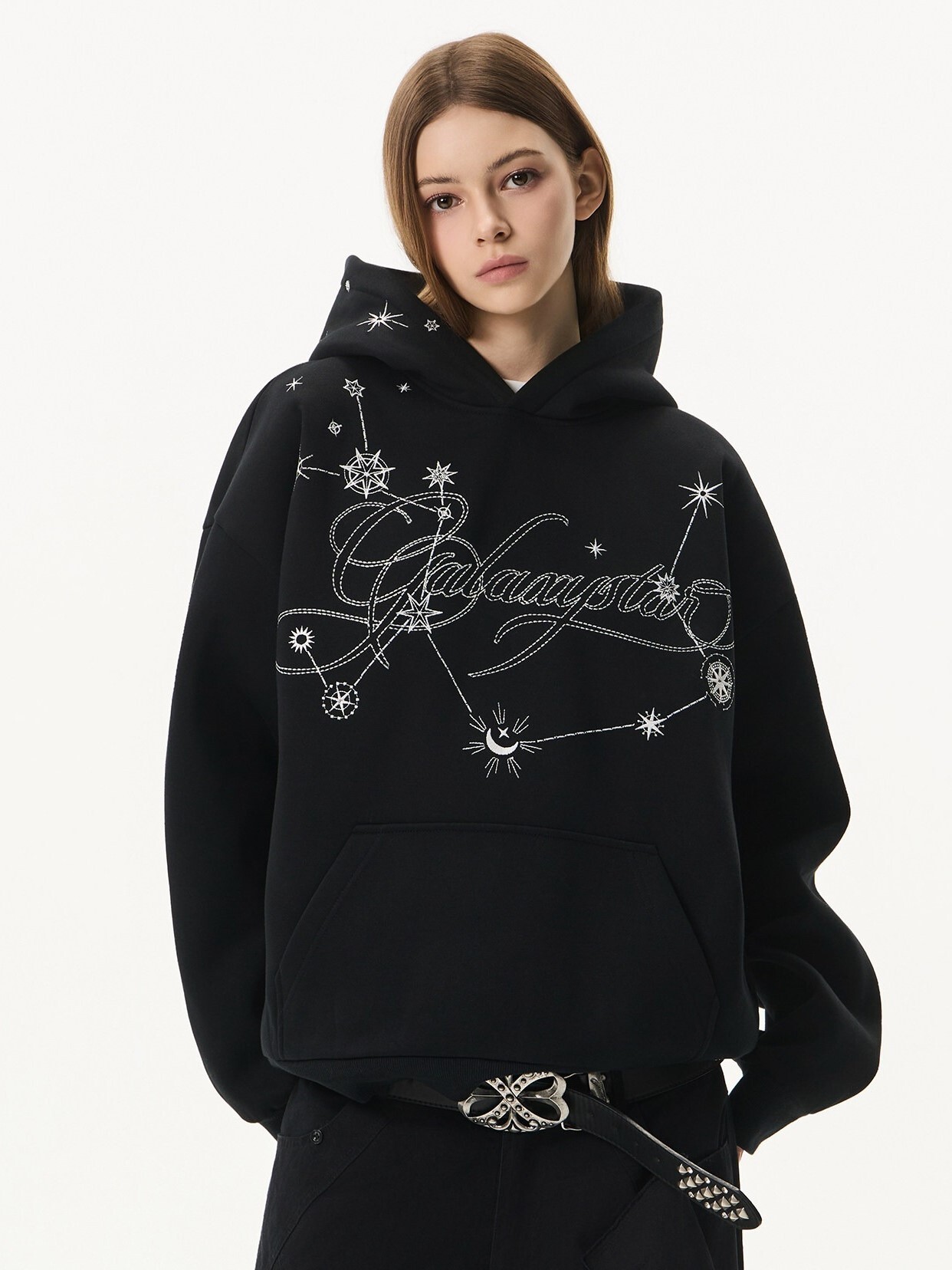 Harsh and Cruel 銀河幻夢 銀線珍珠刺繡衛衣 帽T HY26103036