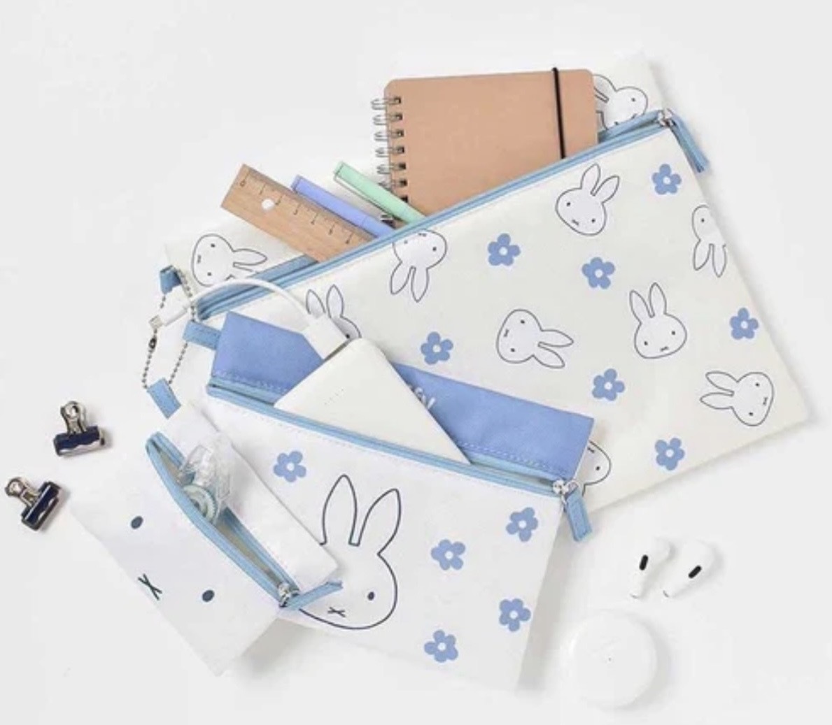 【最新發售】JP Miffy 藍花花 3P 拉鏈袋 9963 TK260328