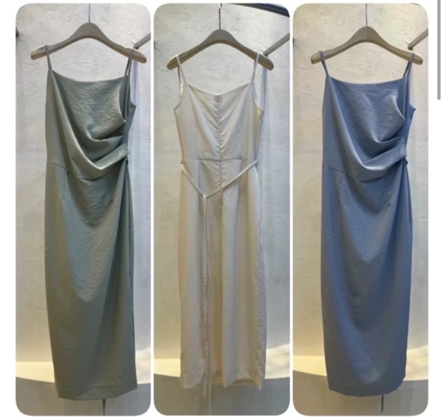 優雅側抓皺背心裙