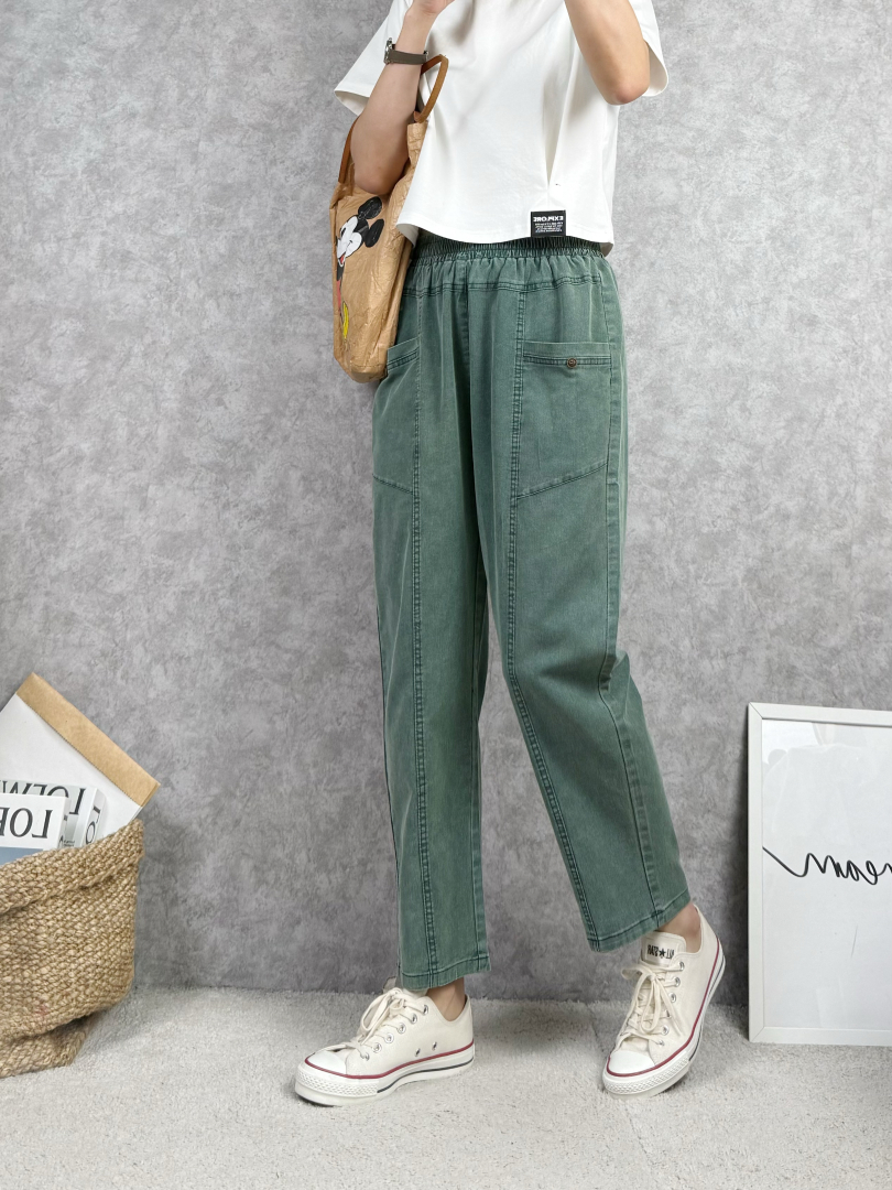 輕、薄、透氣★有自然的輕盈感的彩色洗水休閒褲