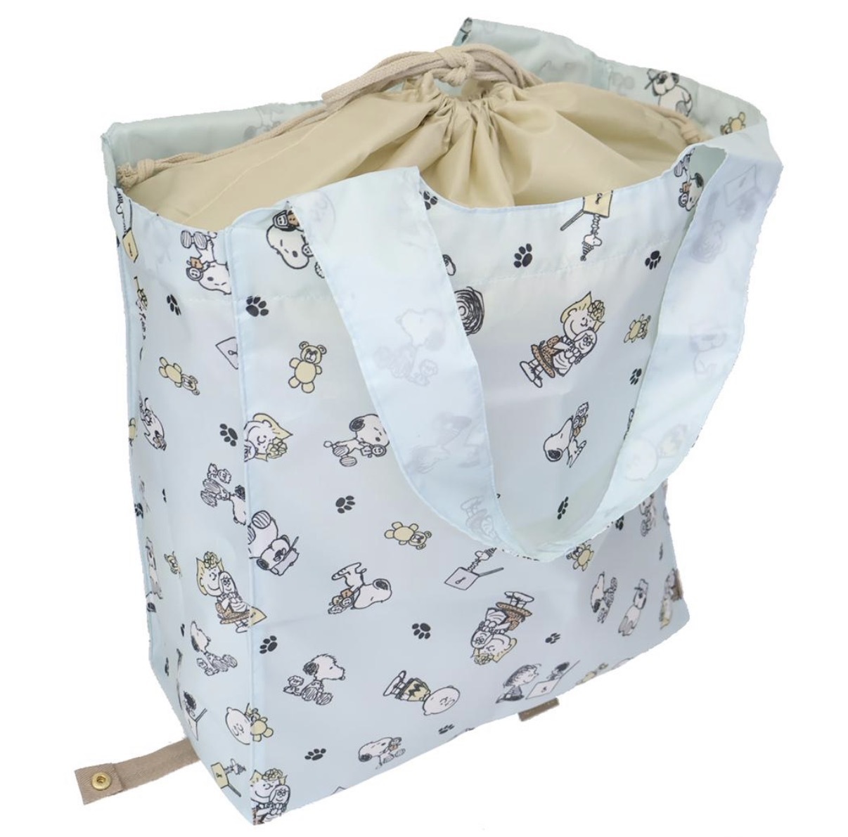 JP Snoopy 密集式大容量環保袋 有底板 可單肩12kg 30L 淺藍 2181 TK260328