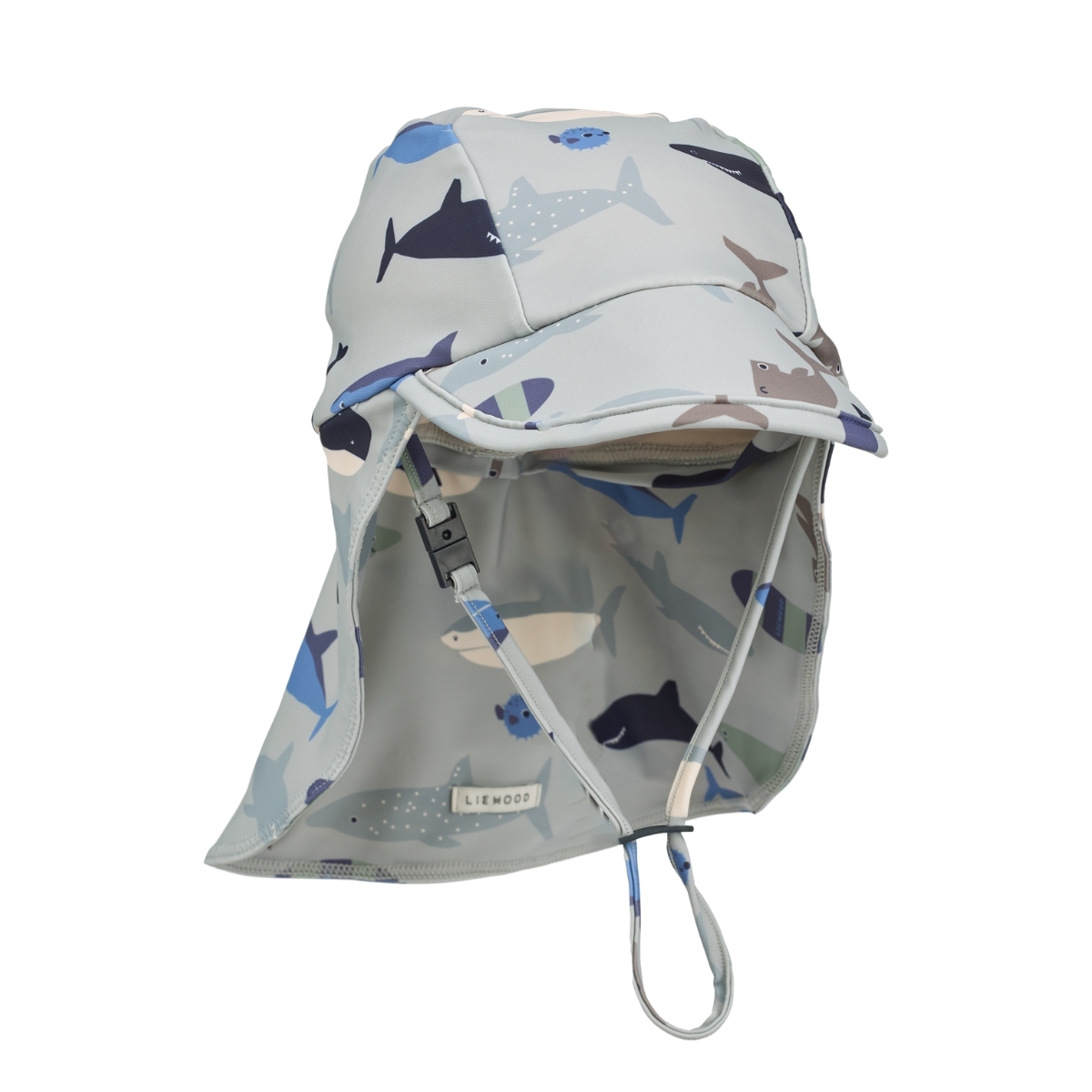 〖 Liewood 〗藍色鯊魚防曬泳帽