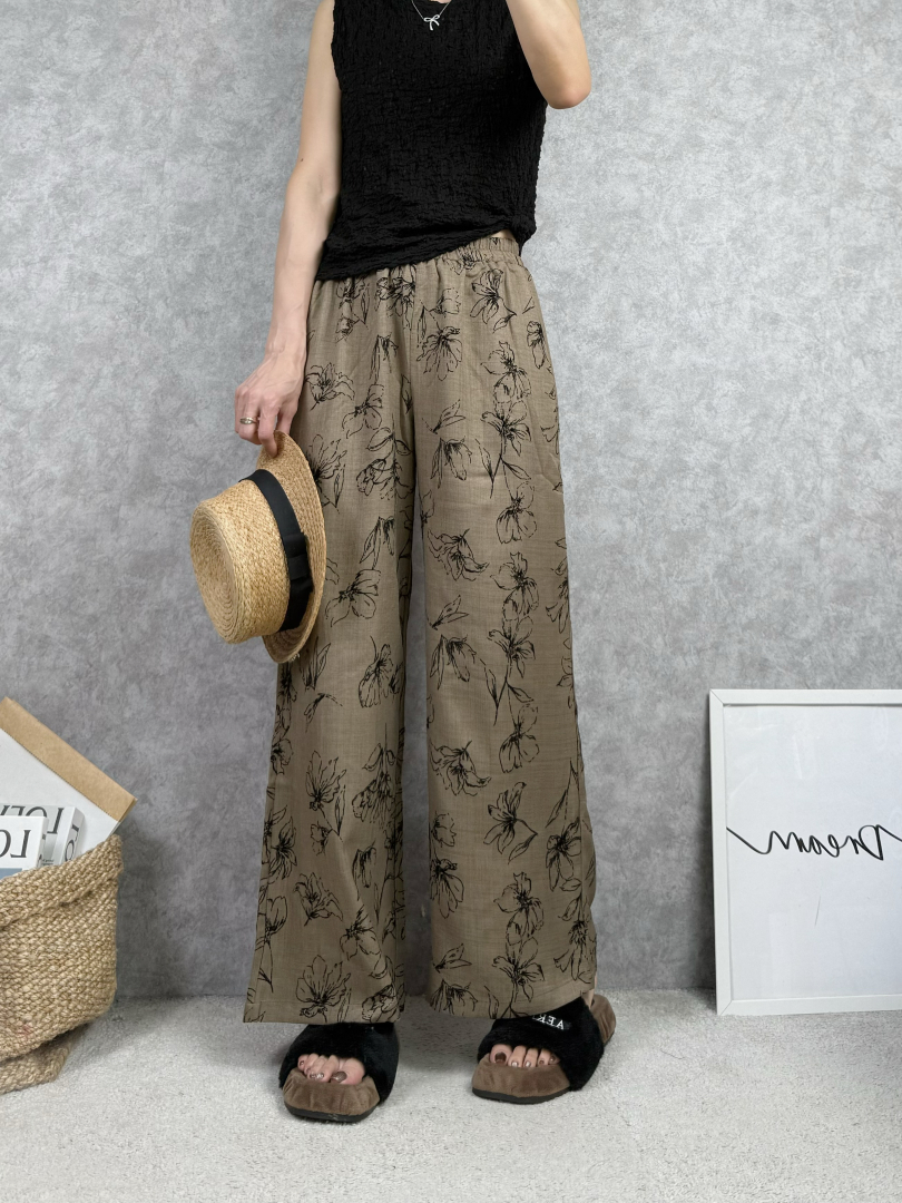 夏天穿不悶熱★輕盈舒適印花褲