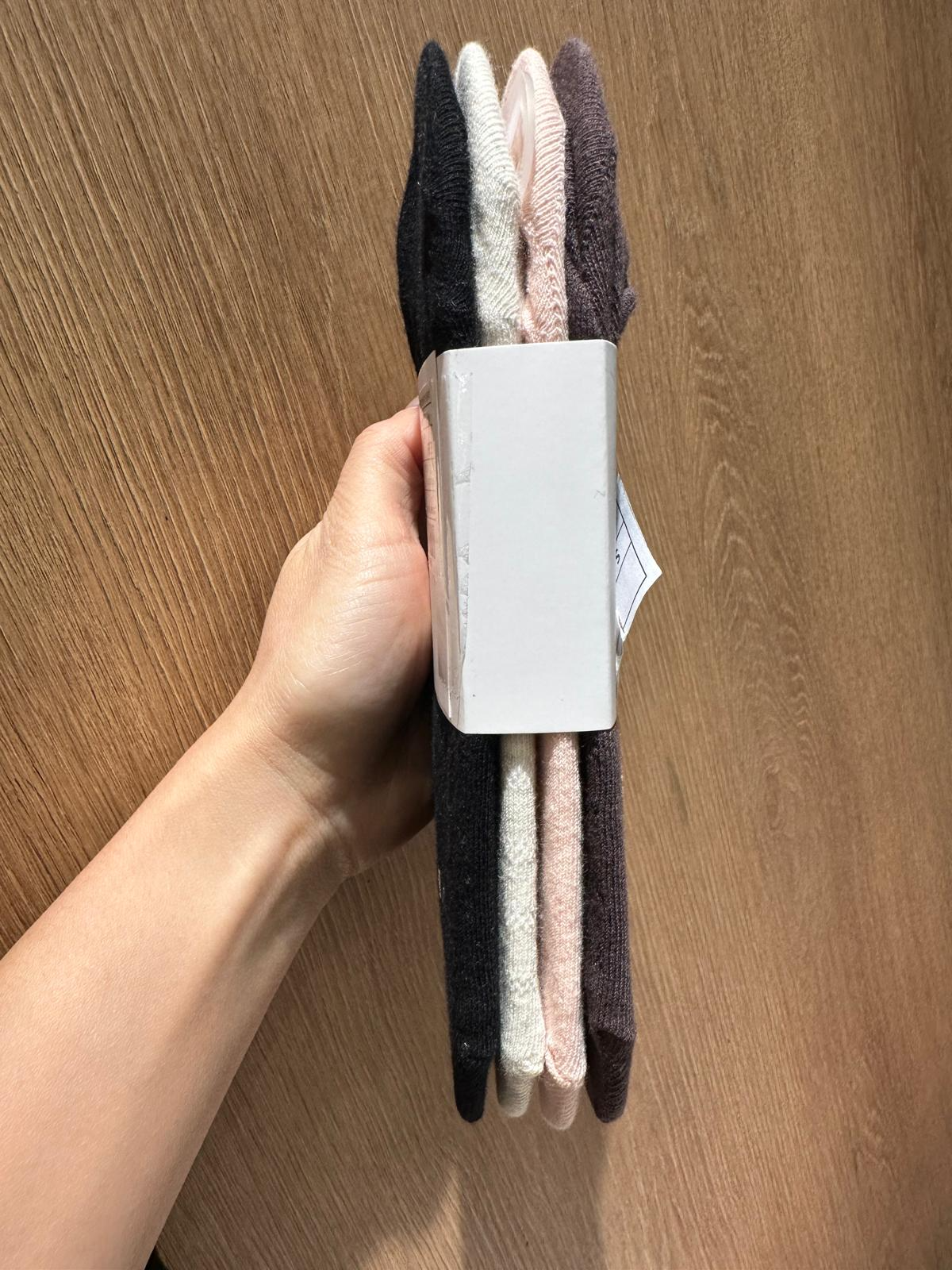 XI115 WHO A U 淨色熊仔船襪4對裝 FREESIZE