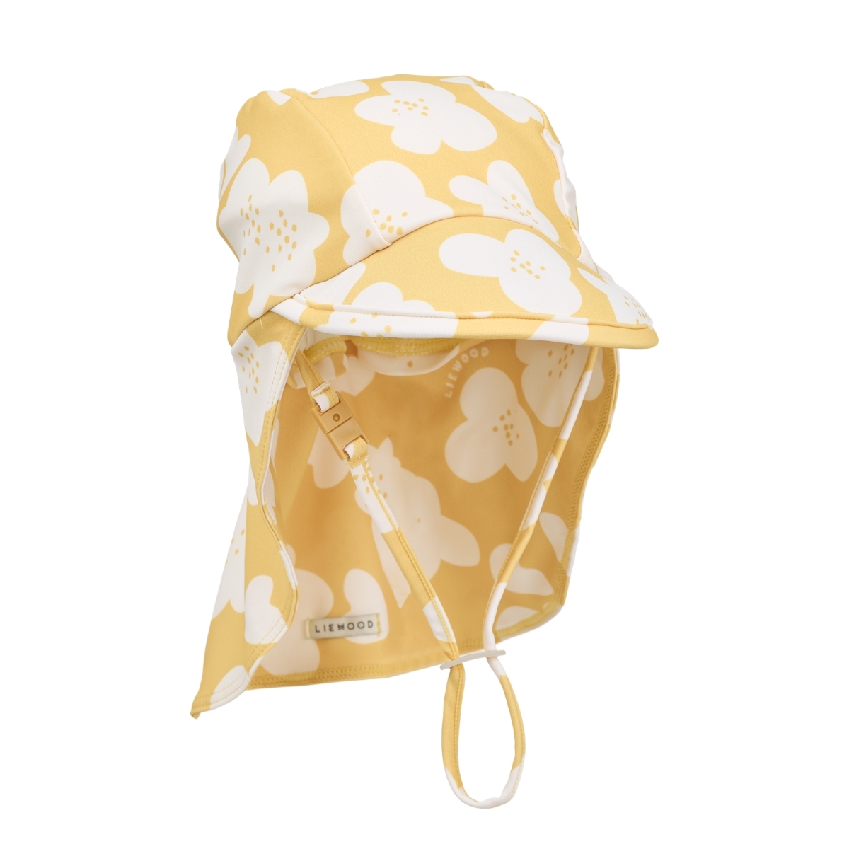 〖 Liewood 〗黃色花花愛心防曬泳帽