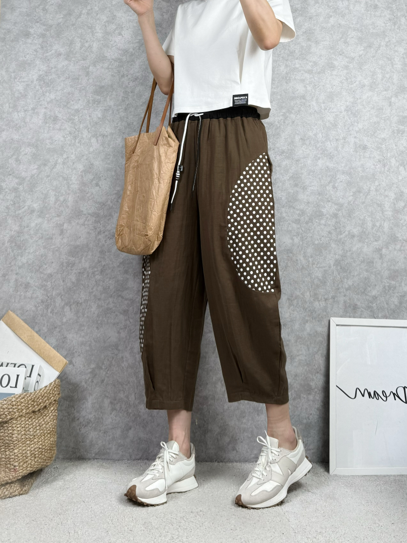 剛剛好的有設計感的個性棉麻燈籠褲