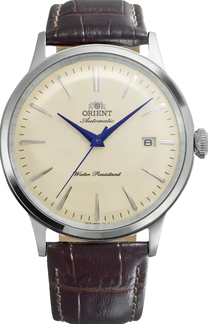 萬年鐘錶 - 東方錶  ORIENT   Bambino Automatic 米色面盤機械皮革男錶 RA-AC0033Y 錶徑40.5mm