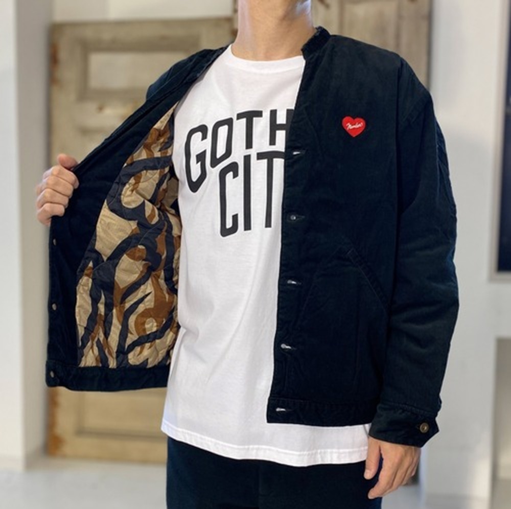 NUMBER NINE HEART EMBROIDERY CUT-OFF COLLAR JACKET - PRE ORDER ITEM (預訂中)