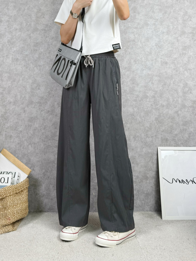 夏日薄款★涼感輕盈彎刀寬褲