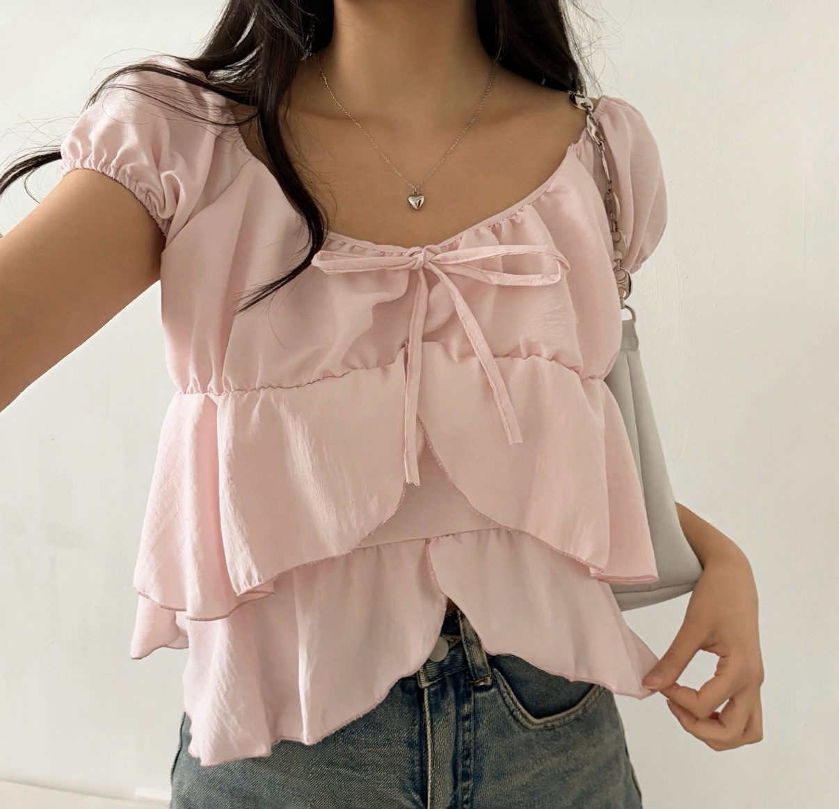 法式層層荷葉邊短袖