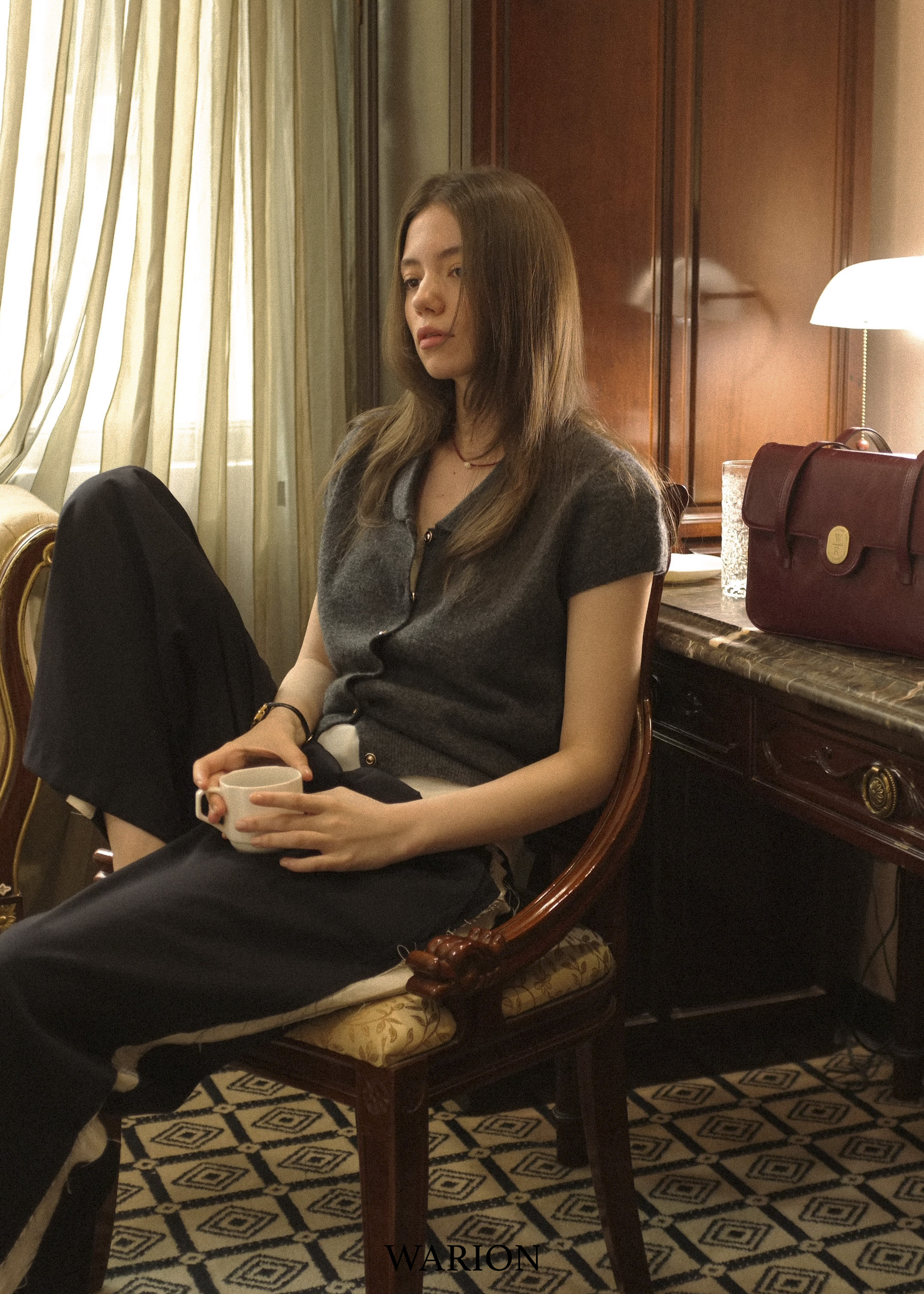 Camille Collared Knit - Grey