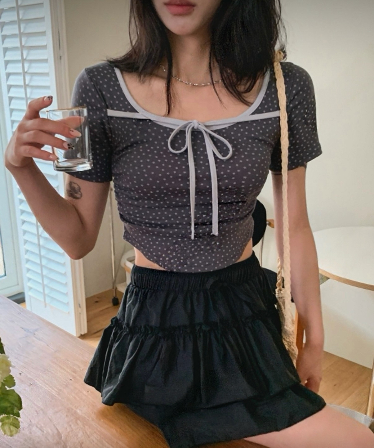 Y2K小星星修腰短袖