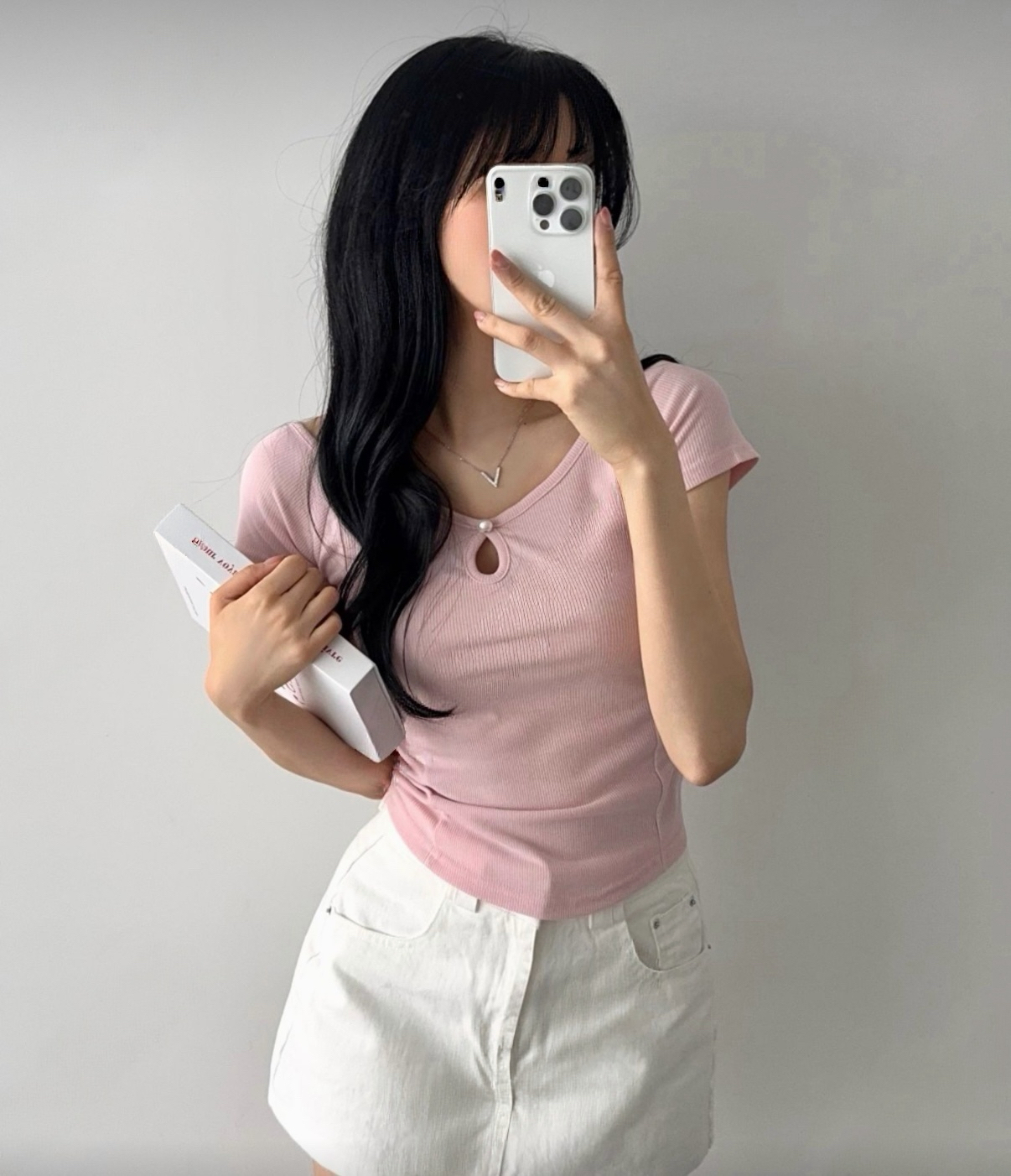 珍珠水滴針織短袖