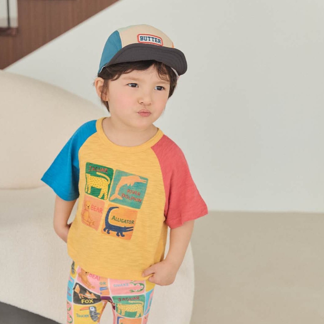 90-130 MICO 動物方格拼色上衣