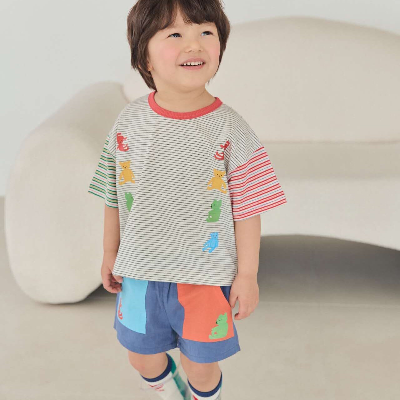 90-130 MICO 拼色口袋牛仔短褲