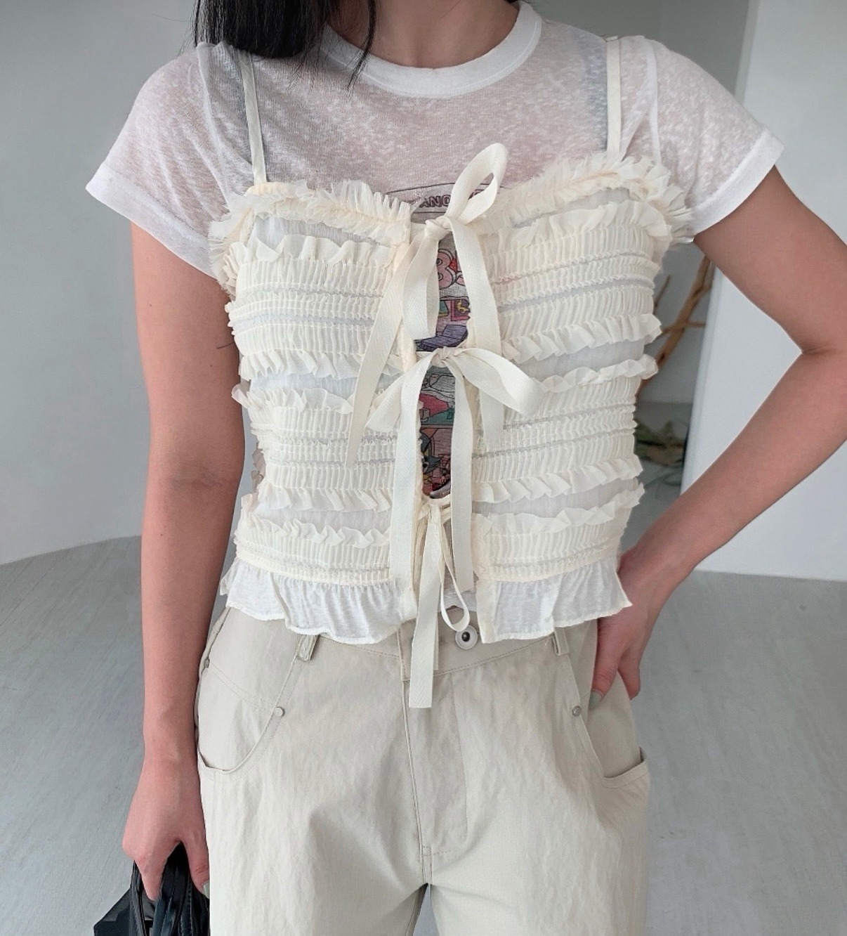 絲帶層層Ruffle外搭