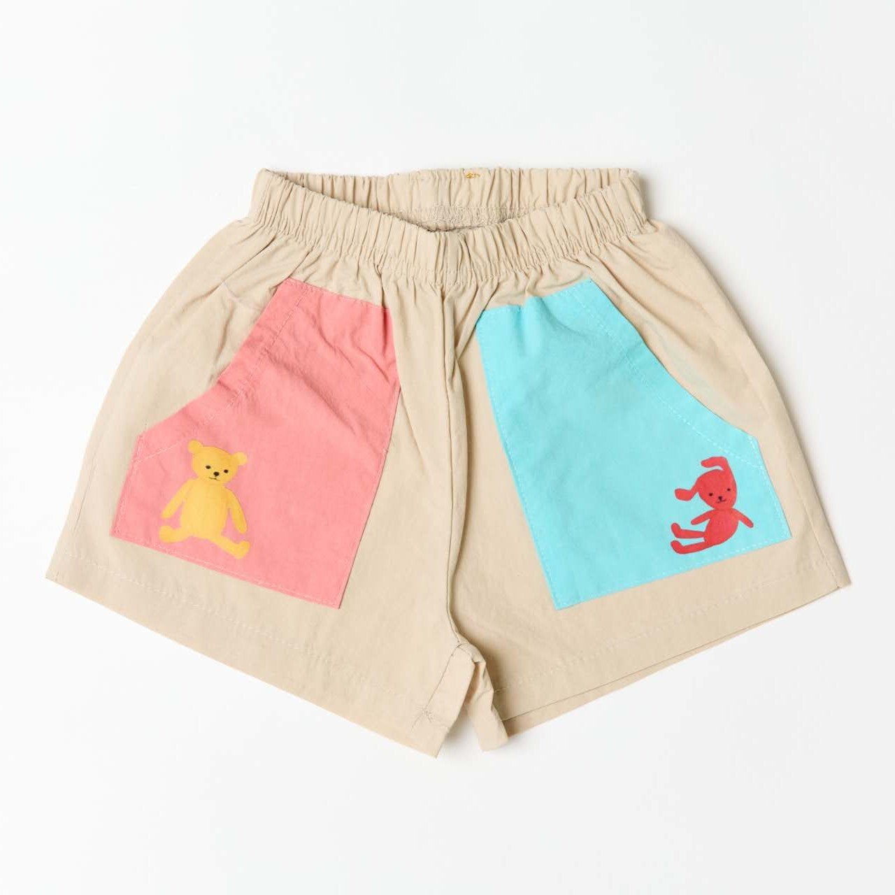 90-130 MICO 拼色口袋米色短褲