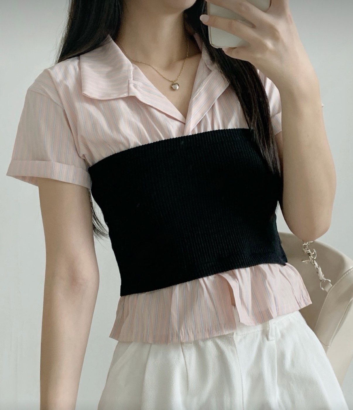 直間馬甲假兩件襯衫