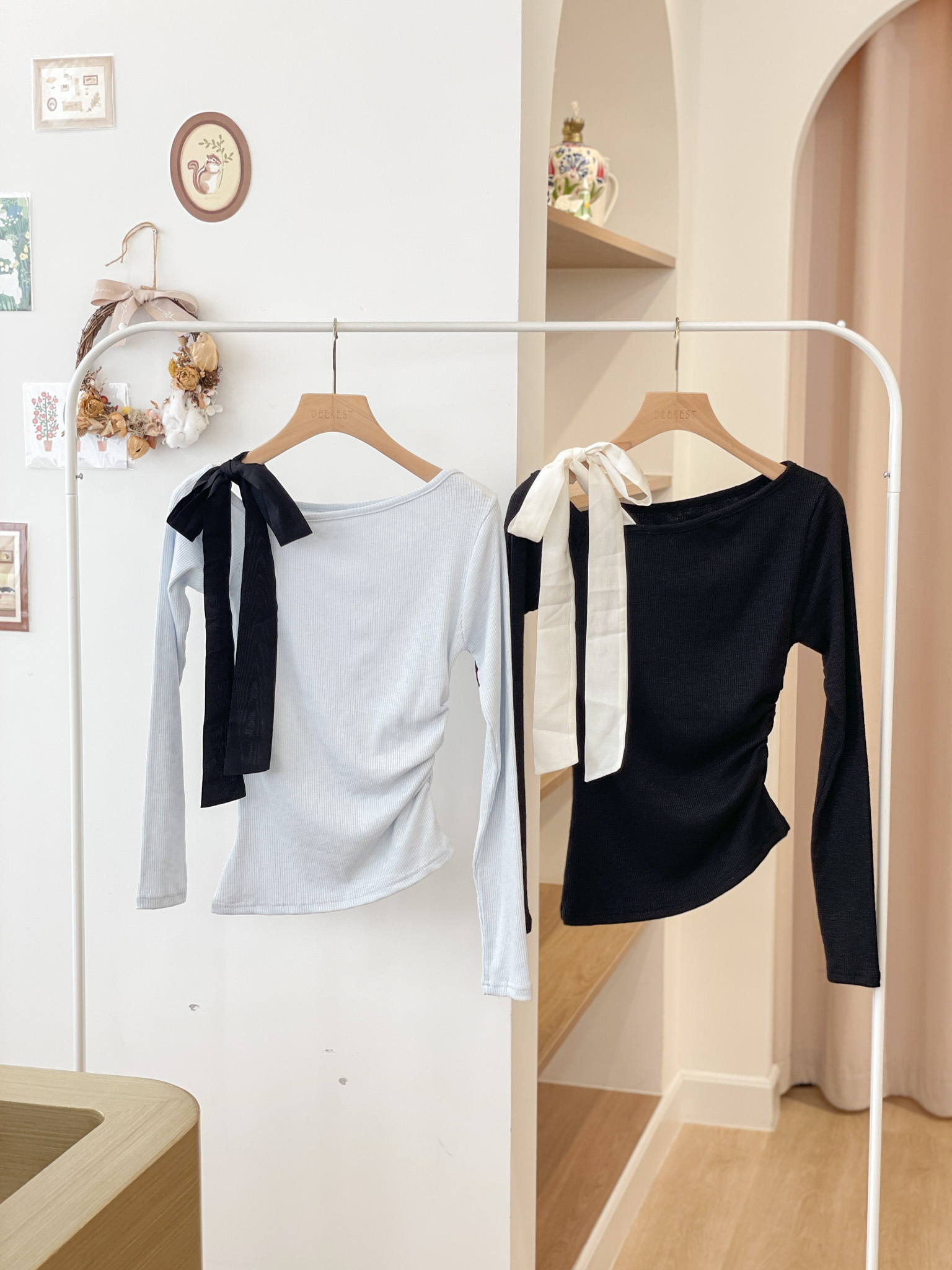 T1503 Layla Ribbed Side Ribbon Top