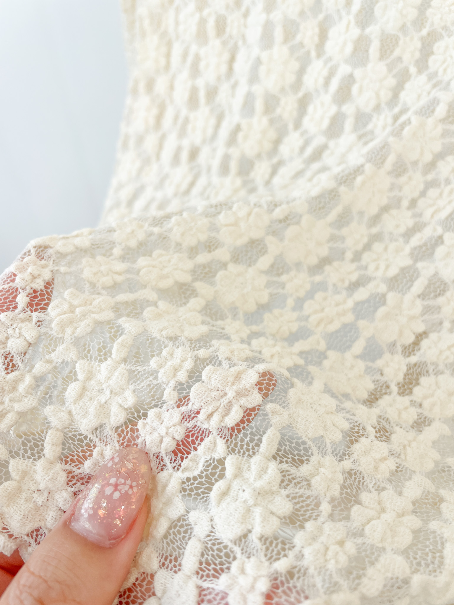 T1506 Lattice Knit Long Sleeve Top