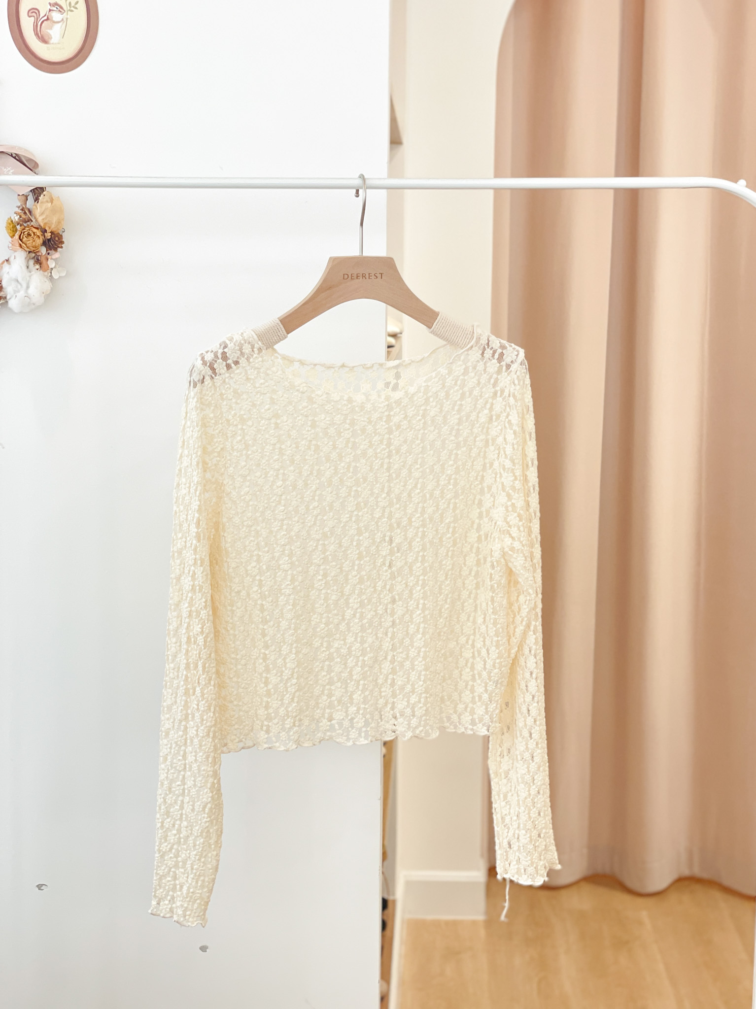 T1506 Lattice Knit Long Sleeve Top